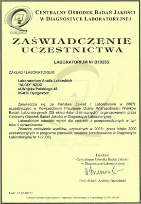 Ocena wiarygodności wyników — 2007