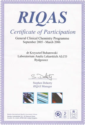 RIQAS — chemia kliniczna — Wrzesień 2005 – marzec 2006