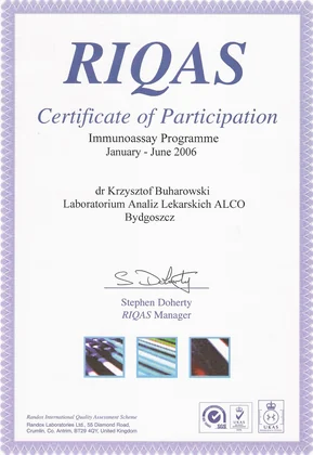 RIQAS — badania immunochemiczne — Styczeń – czerwiec 2006