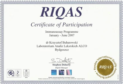 RIQAS — badania immunochemiczne — Styczeń – czerwiec 2007